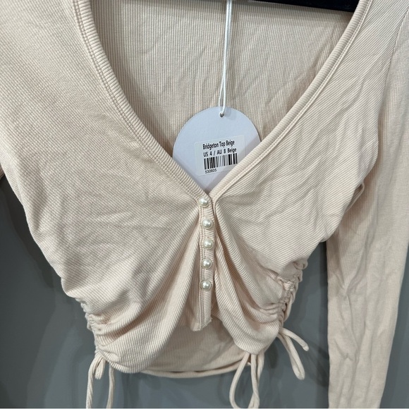 NWT Princess Polly Beige Crop Top Bridgeton Top Size 4 - Picture 3 of 6